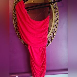 Charlotte Russe Red Maxi Bodycon Top with Cowl Neck and Dolman Sleeves